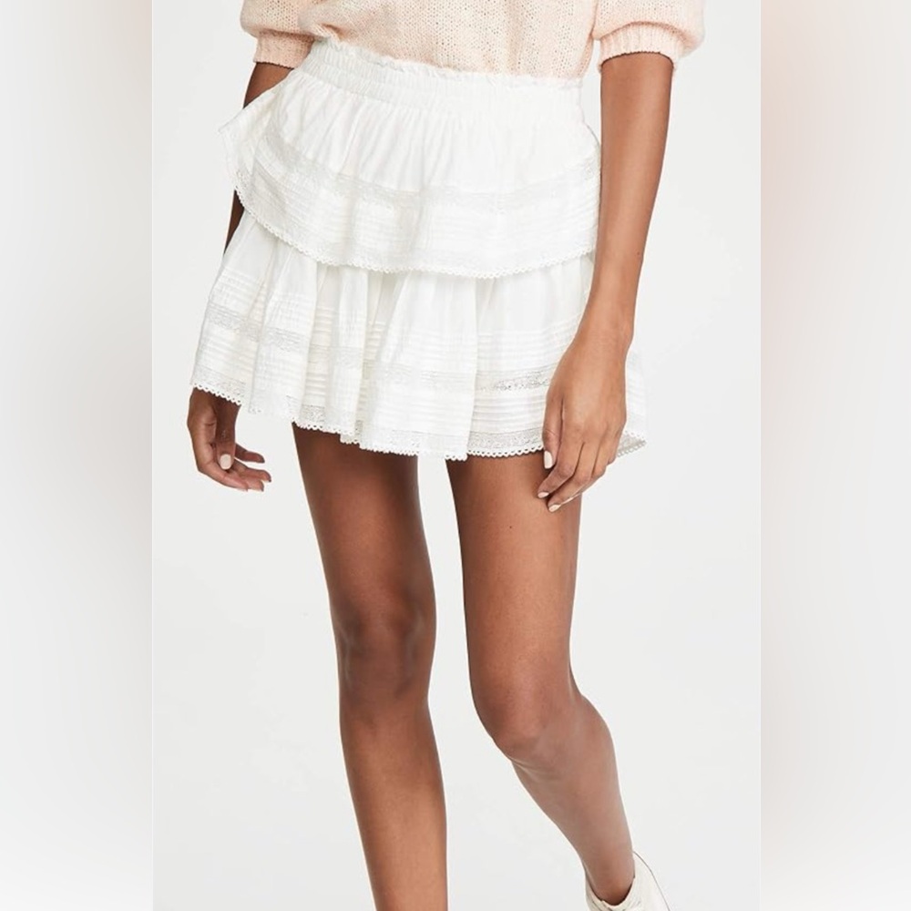 LoveShackFancy Cotton Embroidery Mini Skirt